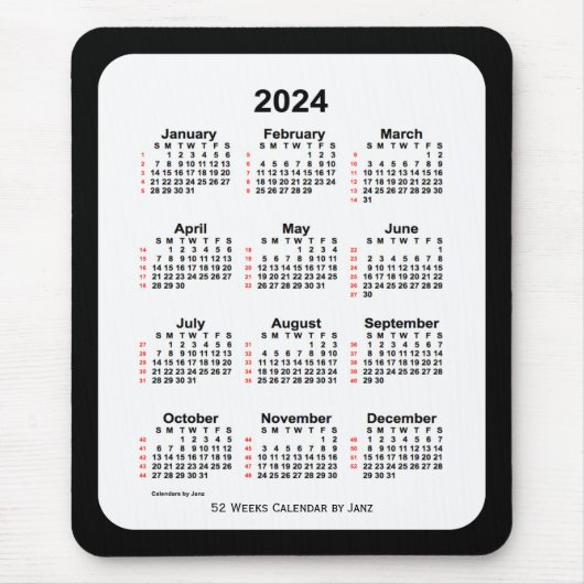 2024 Two Tone Black 52 Week Agenda by Janz Muismat (Voorkant)