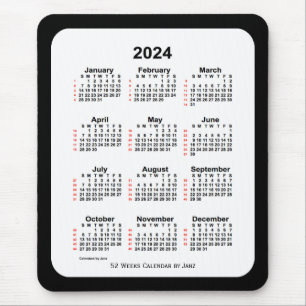 2024 Two Tone Black 52 Week Agenda van Janz Muismat