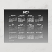 2024 Uitgeblauwde Zwarte Mini Kalender van Janz Po Briefkaart (Voorkant)