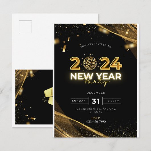 2024 Uitnodiging voor nieuwjaarsfeest (Voorkant / Achterkant)