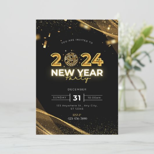 2024 Uitnodiging voor nieuwjaarsfeest (Staand voorkant)