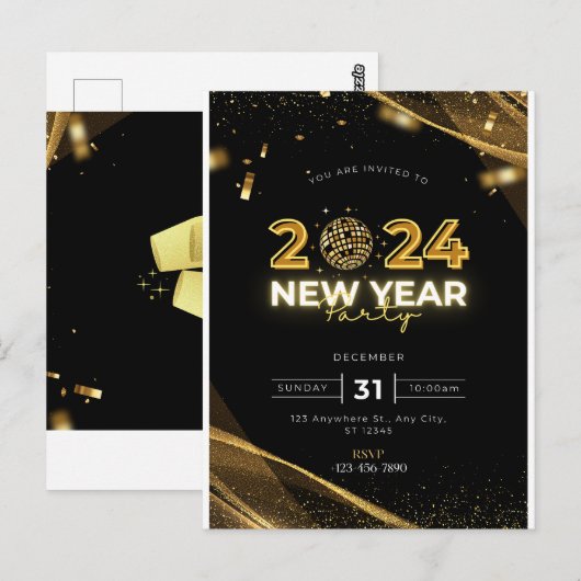 2024 Uitnodiging voor nieuwjaarsfeest (Voorkant / Achterkant)