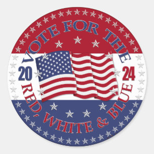 2024 USA Flag Stem voor de Rode Wit en Blauw Ronde Sticker