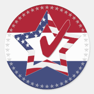 2024 USA Vlag Ster Check Mark Ronde Sticker