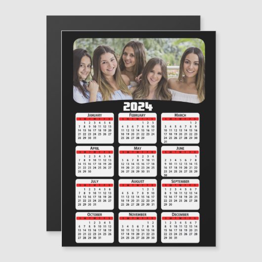 2024 - Uw foto toevoegen - Kalender - Rood (Voorkant / Achterkant)