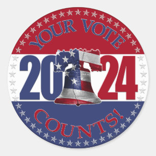 2024 Uw stem telt Liberty Bell Ronde Sticker