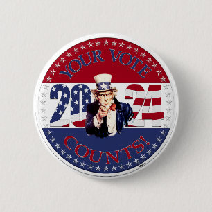 2024 Uw stem telt Uncle Sam Ronde Button 5,7 Cm