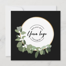 2024 Vakantie Bedrijf Groene krans Aangepaste Logo Feestdagenkaart