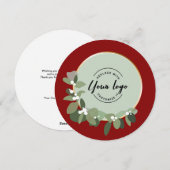 2024 Vakantie Corporate Red Custom Wreath Logo Feestdagenkaart (Voorkant / Achterkant)