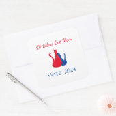 2024 Verkiezing Kinderloze Kat Mama Rood Wit Blauw Vierkante Sticker (Envelop)