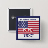 2024 VERKIEZING, TRUMP VIERKANTE BUTTON 5,1 CM (Voorkant /achterkant)
