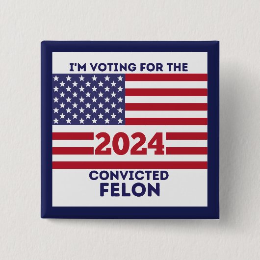 2024 VERKIEZING, TRUMP VIERKANTE BUTTON 5,1 CM (Voorkant)