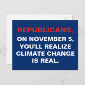 2024 Verkiezingen Klimaatverandering is reële datu Briefkaart (Voorkant / Achterkant)