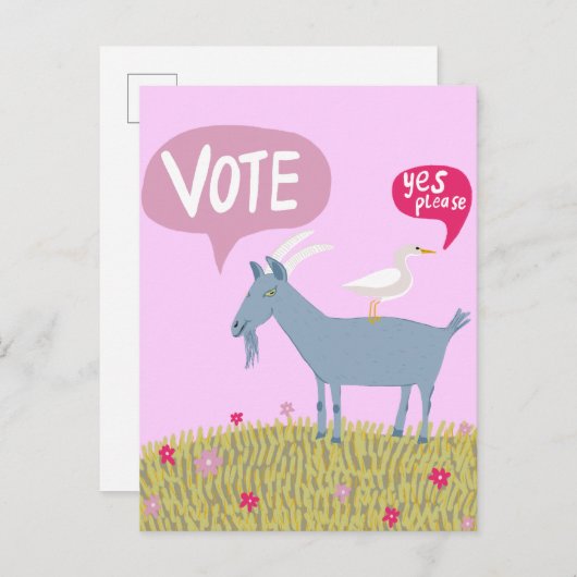 2024 Verkiezingen Schattige roze Briefkaart (Voorkant / Achterkant)