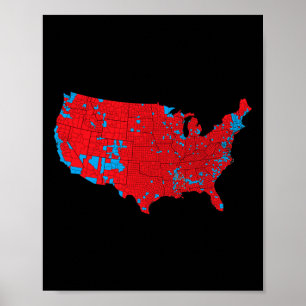 2024 Verkiezingskaart Red Trump Vance Versla Blue  Poster