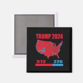 2024 Verkiezingskaart Trump 312 Red 2024 Verkiezin Magneet (Voorkant / Achterkant)