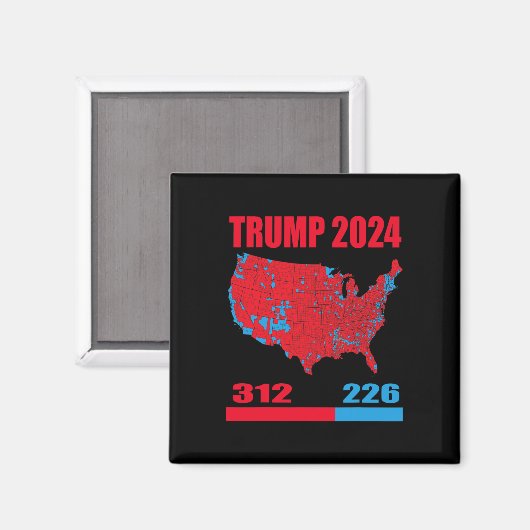 2024 Verkiezingskaart Trump 312 Red 2024 Verkiezin Magneet (Voorkant / Achterkant)