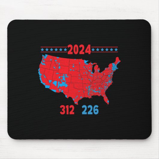 2024 Verkiezingskaart Trump 312 Red 2024 Verkiezin Muismat (Voorkant)