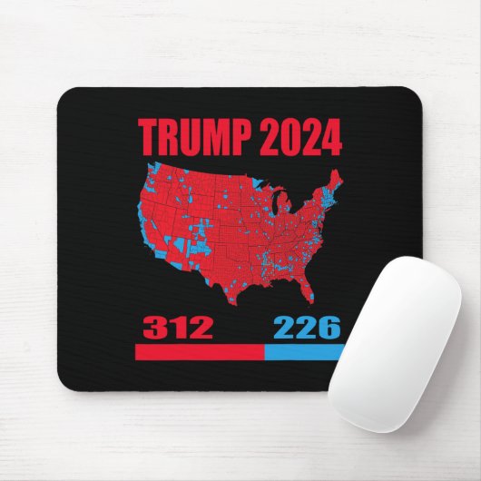 2024 Verkiezingskaart Trump 312 Red 2024 Verkiezin Muismat (Met muis)