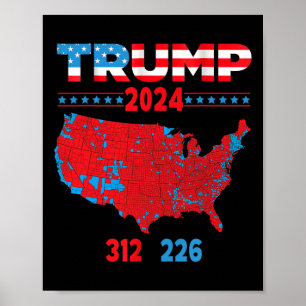 2024 Verkiezingskaart Trump 312 Red 2024 Verkiezin Poster