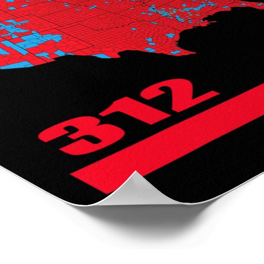 2024 Verkiezingskaart Trump 312 Red 2024 Verkiezin Poster (Hoek)