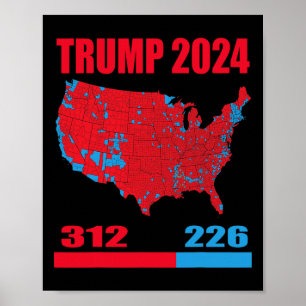 2024 Verkiezingskaart Trump 312 Red 2024 Verkiezin Poster
