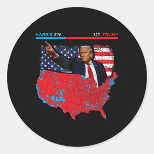 2024 Verkiezingskaart Trump 312 Red 2024 Verkiezin Ronde Sticker