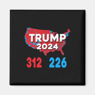 2024 Verkiezingskaart Trump 312 Rode Verkiezingen Magneet