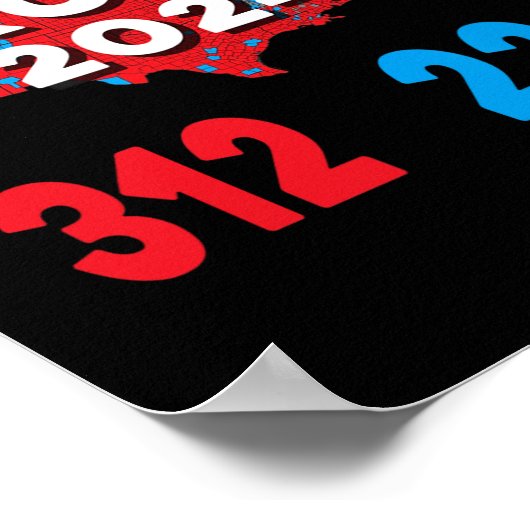 2024 Verkiezingskaart Trump 312 Rode Verkiezingen Poster (Hoek)