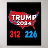 2024 Verkiezingskaart Trump 312 Rode Verkiezingen  Poster (Voorkant)