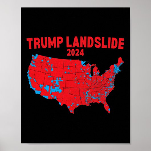 2024 Verkiezingskaart Trump Landslide Rode Verkiez Poster (Voorkant)