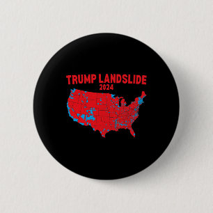 2024 Verkiezingskaart Trump Landslide Rode Verkiez Ronde Button 5,7 Cm