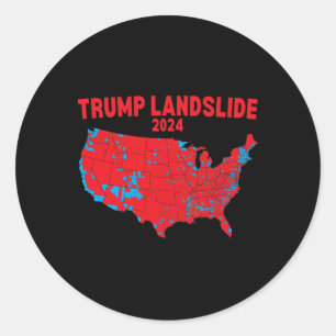 2024 Verkiezingskaart Trump Landslide Rode Verkiez Ronde Sticker