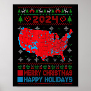 2024 Verkiezingskaart Trump Landslide Ugly Christm Poster