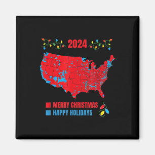 2024 Verkiezingskaart Vrolijk Kerstfeest Trump Lan Magneet