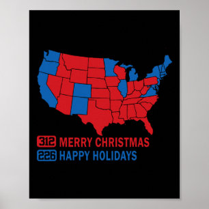 2024 Verkiezingskaart Vrolijk Kerstfeest Trump Lan Poster