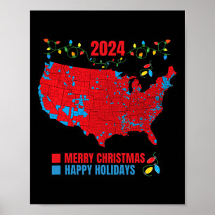 2024 Verkiezingskaart Vrolijk Kerstfeest Trump Lan Poster