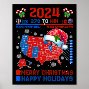 2024 Verkiezingskaart Vrolijk Kerstfeest Trump Lan Poster