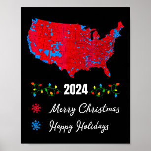 2024 Verkiezingskaart Vrolijk Kerstfeest Trump Nie Poster