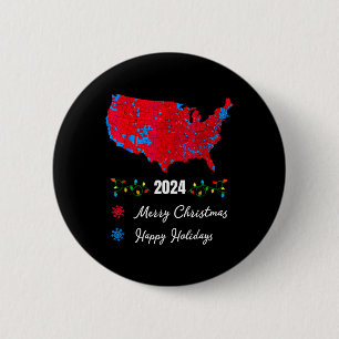 2024 Verkiezingskaart Vrolijk Kerstfeest Trump Nie Ronde Button 5,7 Cm