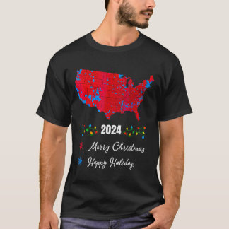 2024 Verkiezingskaart Vrolijk Kerstfeest Trump Nie T-shirt