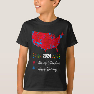 2024 Verkiezingskaart Vrolijk Kerstfeest Trump Nie T-shirt