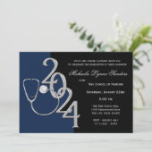 2024 Verpleegkunde Medisch Gebied Afstuderen Blauw Kaart (Staand voorkant)