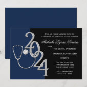 2024 Verpleegkunde Medisch Gebied Afstuderen Blauw Kaart (Voorkant / Achterkant)