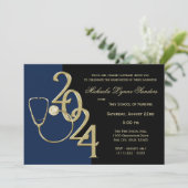 2024 Verpleegkunde Medisch Gebied Afstuderen Blauw Kaart (Staand voorkant)