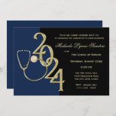 2024 Verpleegkunde Medisch Gebied Afstuderen Blauw Kaart (Voorkant / Achterkant)