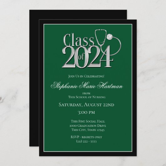 2024 Verpleegkunde Medisch Gebied Afstuderen Kaart (Voorkant / Achterkant)