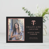 2024 Verpleegschool afstuderen roos gouden foto Aankondiging (Staand voorkant)