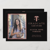 2024 Verpleegschool afstuderen roos gouden foto Aankondiging (Voorkant / Achterkant)