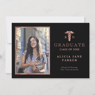 2024 Verpleegschool afstuderen roos gouden foto Aankondiging